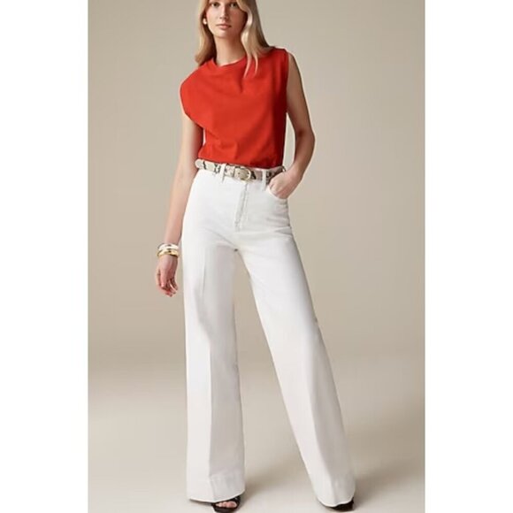 J. Crew Wide-leg denim trouser in white Size 32 - Picture 1 of 16